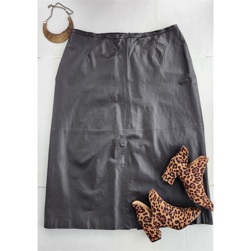 Bridgewater Studio Dark Brown/Black Maxi 100% Leather Skirt